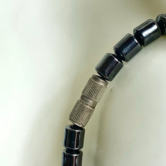 Vintage Hematite Blue Cat's Eye 7.5" Bracelet - Picture 3 of 5